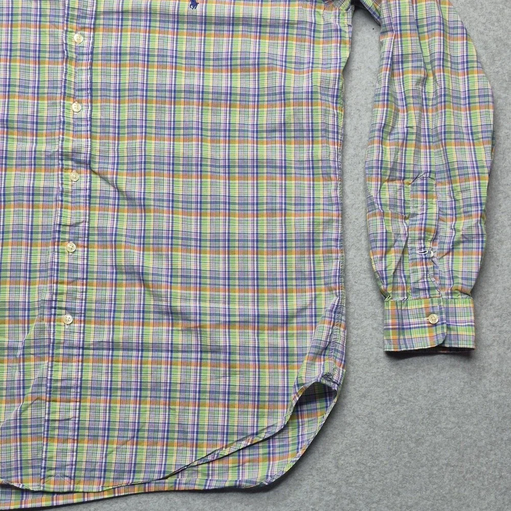 Polo Ralph Lauren Shirt Mens L Tall LT Classic Fit Plaid Long Sleeve Cotton